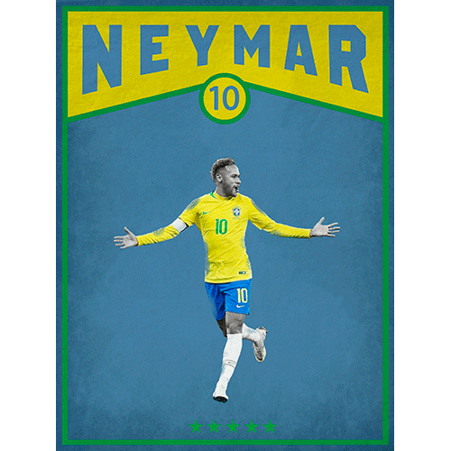 Neymar con camiseta de Brasil celebra un gol